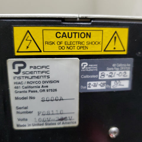 HIAC ROYCO EIGHT channel particle counter 8000A pacific scientific ins ...